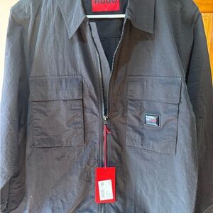 Hugo Boss Men's Black Lightweight Zip Shirt-Jacket